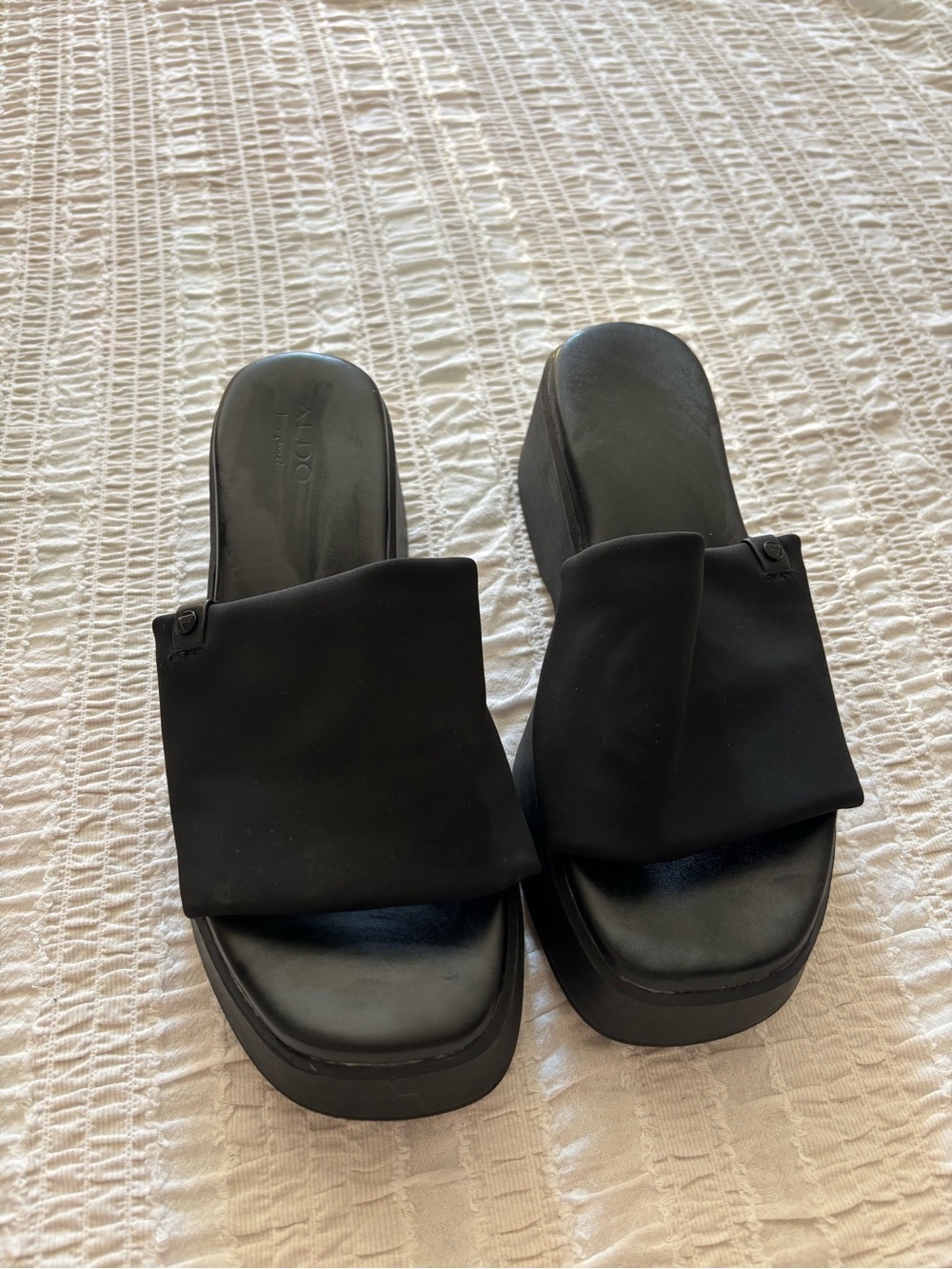 Aldo Black Slide Platform Sandals
